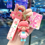 Pink Sakura Anime Girl Kawaii Backpack Pendant Car Keychain