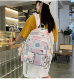 DIFA Cute Bear Cartoon printing Large Capacity Teenager High School Backpack Travel Backpack - Image 15