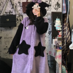 Kawaii Sanrio Anime  Kuromi Cartoon Lovely Autumn and Winter Coral Wool Robe Warm Nightdress - Image 2