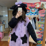 Kawaii Sanrio Anime  Kuromi Cartoon Lovely Autumn and Winter Coral Wool Robe Warm Nightdress - Image 9