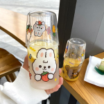 Bunny Bear Glass Bottle with Cup - Image 9