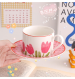 Cute Tulip Coffee Cup Aesthetic female mug - Image 5