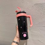 1250ml BlackPink Huge Hug Bucket Girly tumbler sippy Stainless Steel Cup portable travel drink mug with straw - Image 19
