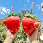 500ml Summer Cute Strawberry Straw Water Bottle Milk Coffee Straw Cup for Home waterbottle with strawwater bottle for girls