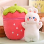Cute Bunny Hiding in Strawberry Plush pillow best gift ideas - Image 4