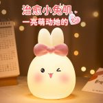 Cute Bunny Silicon color changing light remote control night light Lamp decor