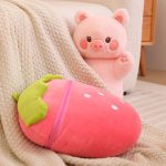 Cute Bunny Hiding in Strawberry Plush pillow best gift ideas - Image 7