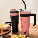 1250ml BlackPink Huge Hug Bucket Girly tumbler sippy Stainless Steel Cup portable travel drink mug with straw - Image 21