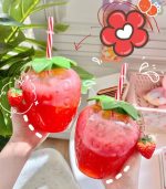 500ml Summer Cute Strawberry Straw Water Bottle Milk Coffee Straw Cup for Home waterbottle with strawwater bottle for girls - Image 10