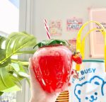 500ml Summer Cute Strawberry Straw Water Bottle Milk Coffee Straw Cup for Home waterbottle with strawwater bottle for girls - Image 8