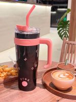 1250ml BlackPink Huge Hug Bucket Girly tumbler sippy Stainless Steel Cup portable travel drink mug with straw - Image 3