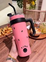 1250ml BlackPink Huge Hug Bucket Girly tumbler sippy Stainless Steel Cup portable travel drink mug with straw - Image 5