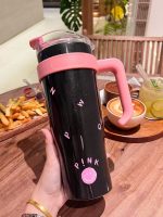 1250ml BlackPink Huge Hug Bucket Girly tumbler sippy Stainless Steel Cup portable travel drink mug with straw - Image 6