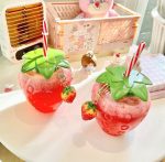500ml Summer Cute Strawberry Straw Water Bottle Milk Coffee Straw Cup for Home waterbottle with strawwater bottle for girls - Image 4