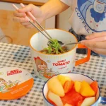 Ceramic cute Japanese style instant noodle bowl with cover can be microwaved - Image 6