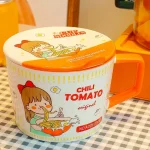 Ceramic cute Japanese style instant noodle bowl with cover can be microwaved - Image 7