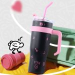 1250ml BlackPink Huge Hug Bucket Girly tumbler sippy Stainless Steel Cup portable travel drink mug with straw - Image 14