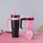 1250ml BlackPink Huge Hug Bucket Girly tumbler sippy Stainless Steel Cup portable travel drink mug with straw - Image 13