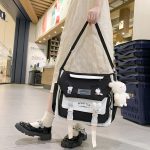Japanese Cute Sweet Bump Color Capacious Tutoring Shoulder Bag - Image 9