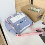 Japanese Cute Sweet Bump Color Capacious Tutoring Shoulder Bag - Image 15
