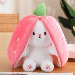 Cute Rabbit in Strawberry Little Buddy Stuffed Plush Cuddly Bunny Plushie