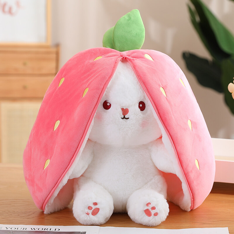 1688_image_share_365e23e9b368f9cbb3b84afa68aa0ea4 Cute Rabbit in Strawberry Little Buddy Stuffed Plush Cuddly Bunny Plushie - Image 1