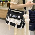 Japanese Cute Sweet Bump Color Capacious Tutoring Shoulder Bag - Image 3