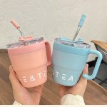 480ml Coffee & Tea Cup with Straw Lid Stainless Steel Thermos Mug for Hot Cold Drinks Water Tea Milk Office Outdoor Portable Cup Travel Bottle - Image 9