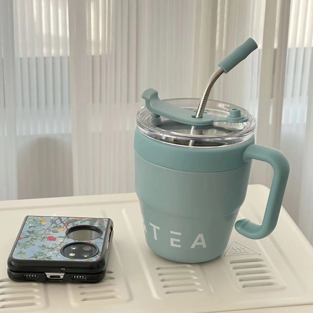 480ml Coffee & Tea Cup with Straw Lid Stainless Steel Thermos Mug for Hot Cold Drinks Water Tea Milk Office Outdoor Portable Cup Travel Bottle - Image 6