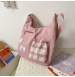 Kai Bo Japanese Kawaii Checked Pocket Large Capacity Messenger Bag - Image 17