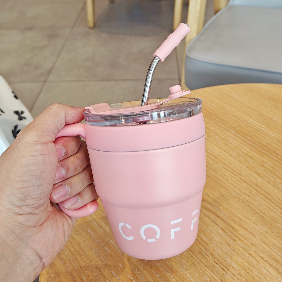 480ml Coffee & Tea Cup with Straw Lid Stainless Steel Thermos Mug for Hot Cold Drinks Water Tea Milk Office Outdoor Portable Cup Travel Bottle - Image 17
