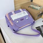 Japanese Cute Sweet Bump Color Capacious Tutoring Shoulder Bag - Image 16