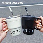 480ml Coffee & Tea Cup with Straw Lid Stainless Steel Thermos Mug for Hot Cold Drinks Water Tea Milk Office Outdoor Portable Cup Travel Bottle - Image 25