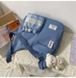 Kai Bo Japanese Kawaii Checked Pocket Large Capacity Messenger Bag - Image 8