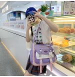 Japanese Cute Sweet Bump Color Capacious Tutoring Shoulder Bag - Image 10