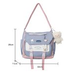 Japanese Cute Sweet Bump Color Capacious Tutoring Shoulder Bag - Image 4