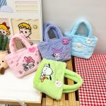 Sanrio Kawaii Plush Bag Hello Kitty Kuromi Lazy Girl Plushie Handbag Melody Cinnamoroll Cartoon Stuffed Tote Bag Birthday Gifts For Girls - Image 2