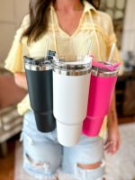 1200ml 40oz Stainless Steel Girly Tumbler with Handle and Lid Summer drinkware Office Travel  Drinking Cup - Image 21