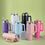 1200ml 40oz Stainless Steel Girly Tumbler with Handle and Lid Summer drinkware Office Travel  Drinking Cup - Image 2