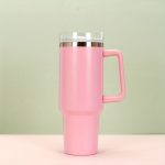 1200ml 40oz Stainless Steel Girly Tumbler with Handle and Lid Summer drinkware Office Travel  Drinking Cup