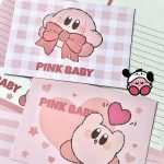 4set Kirby pink handwritten letter paper with envelop