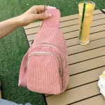 Fashion corduroy cross body fanny bag chest messenger bag - Image 8
