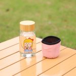 800ml Korean cartoon cute cup set of small glass portable water cup portable high temperature, portable rope transparent glass water cup - Image 2