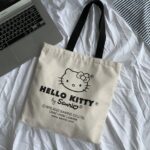 Hellokitty Cute Simple  Retro Style Lazy Girl Tutoring Canvas Bag without zipper
