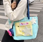 Sweet Girls Kawaii Tote Bags Large Capacity Casual Shopping Travel Commuter Shoulder Bags Lightweight Women Handbags