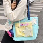 Sweet Girls Kawaii Tote Bags Large Capacity Casual Shopping Travel Commuter Shoulder Bags Lightweight Women Handbags