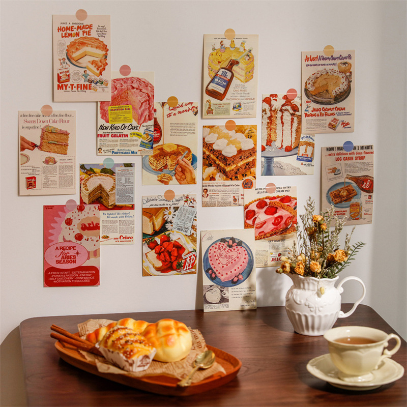 1688_image_share_039ec059e516eb6ae07b08a8bf8ef214 30pcs Retro style sweet cake recipe postcar wall decoration Poster - Image 1