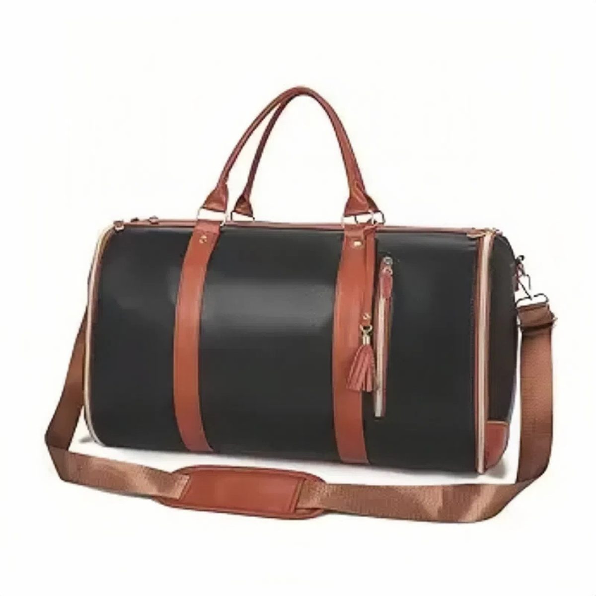 Foldable Travel Convenient Carry-on Clothing Bag Large PU Leather Duffel Bag Business Travel Bag - Image 14