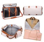 Foldable Travel Convenient Carry-on Clothing Bag Large PU Leather Duffel Bag Business Travel Bag - Image 3