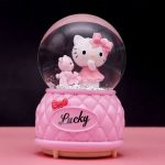 Sanrio Hellokitty Crystal Ball Music Box Cartoon Sanrio Kitty Lovers Vintage Birthady Gifts Glowing Snowflakes Music Box Desk Decoration - Image 3